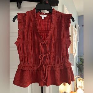 Time & Tru Women's Rust Tie-Front, Flowy Sleeveless Top, NWT